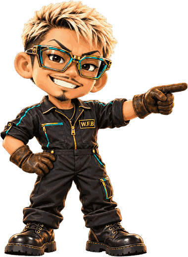 右を指して説明している森田将之のキャラクター